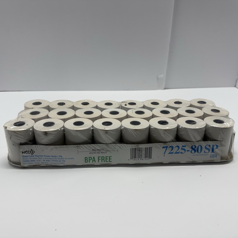 credit card thermal printer rolls 2 1/4-80'- 24 rolls 1 ply